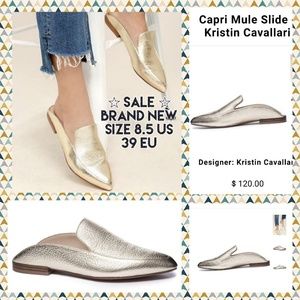 New Kristin Cavallari 8.5 Gold Capri Mules Flats